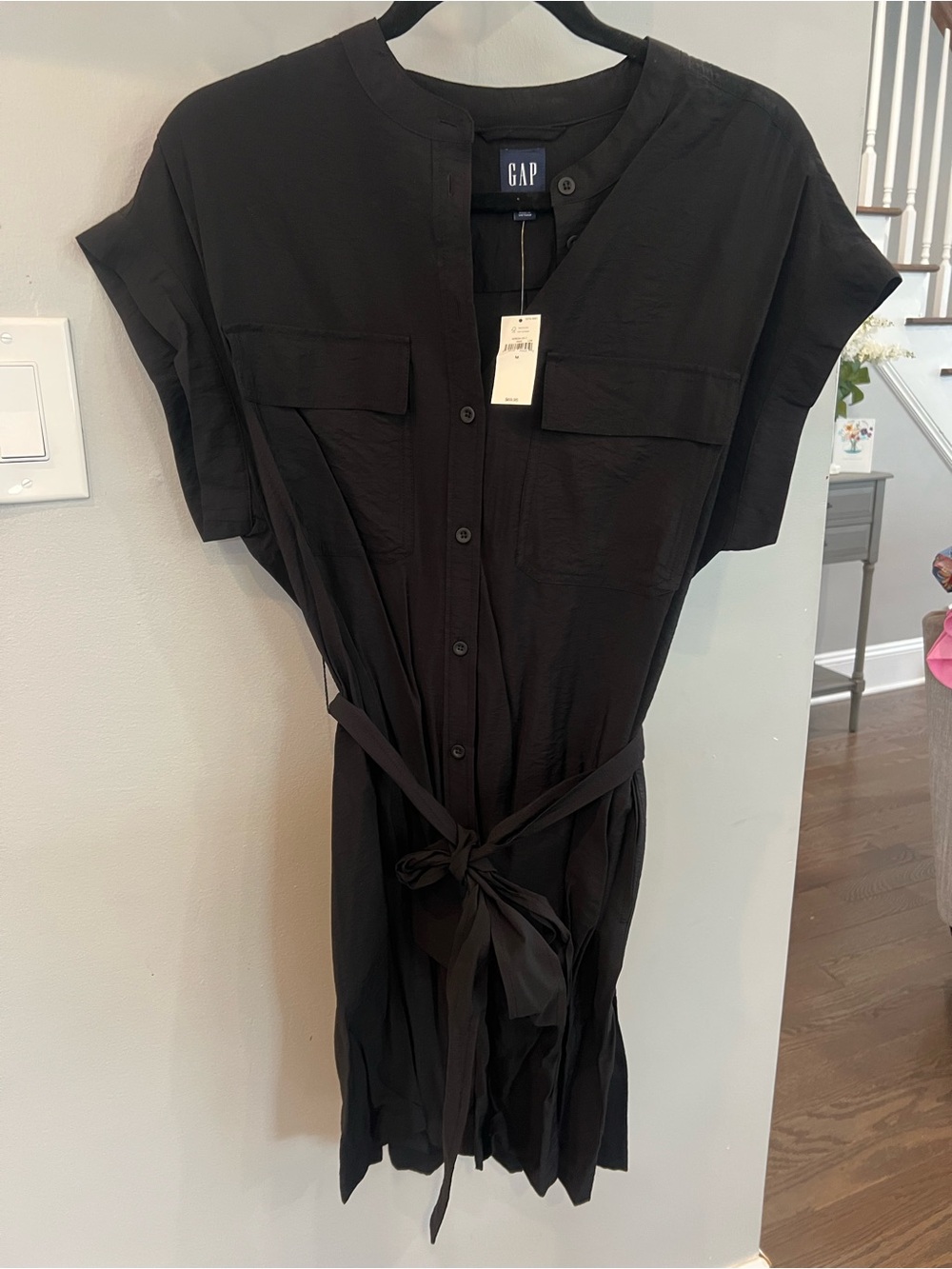 GAP Black Button-Front Utility Dress